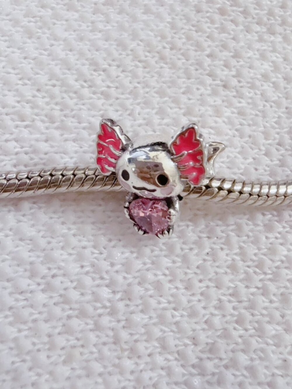Pink Mexican Axolotl Charm Silver Charm For Pandora Bracelet